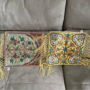 2 Kashmir India Handmade Embroidery Tapestry Wall Hanging